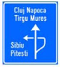 Indicator rutier Presemnalizarea directiilor la o intersectie denivelata de drumuri
