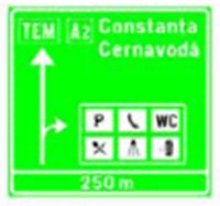 Indicator rutier Presemnalizarea pe autostrada pentru spatiu de servicii