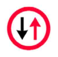 Indicator rutier Prioritate pentru circulaţia din sens invers