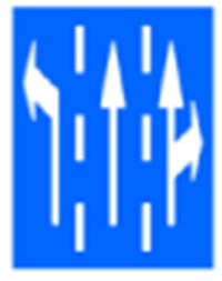 Indicator rutier Selectarea circulatiei pe directii de mers in apropierea intersectiei