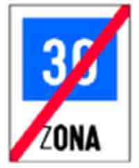 Indicator rutier Sfarsitul zonei cu viteza recomandata 30 km/h