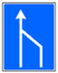 Indicator rutier Terminarea benzii de circulatie din dreapta a partii carosabile