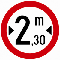 Indicator rutier Accesul interzis vehiculelor cu latimea mai mare de ?m