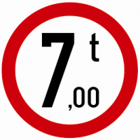 Indicator rutier Accesul interzis vehiculelor cu masa mai mare de ?t