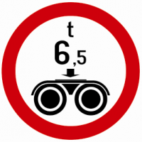 Indicator rutier Accesul interzis vehiculelor cu masa pe osie dubla mai mare de ?t