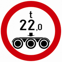 Indicator rutier Accesul interzis vehiculelor cu masa pe osie tripla mai mare de ?t