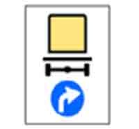 Indicator rutier Directie obligatorie pentru vehicule care transporta marfuri periculoase La Dreapta